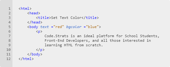 Text Color attribute-Body tag