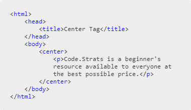 Center tag in HTML
