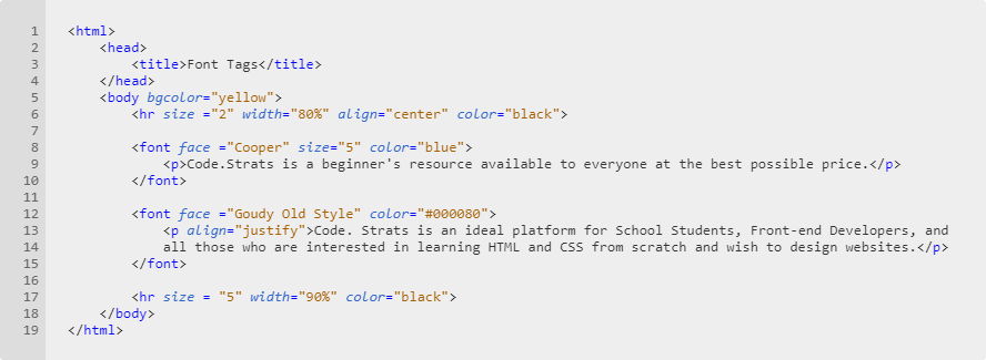 Font Tag and its attributes