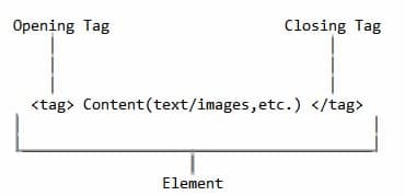 Opening and closing tags.